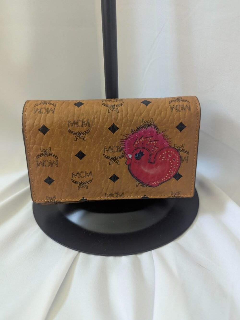 MCM Brown Leather Tri-Fold Wallet – Lunar New Year Rooster Edition